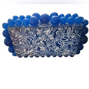 Cult Gaia Blue and Silver Clutch